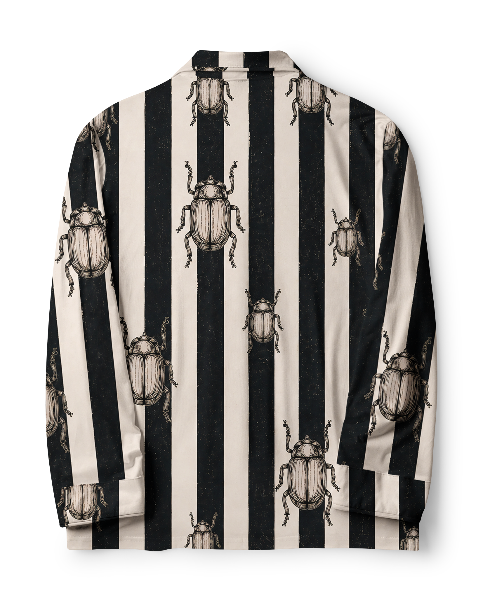 TheRetroTee Beetle Engraving Stripe Vintage Pajama Set