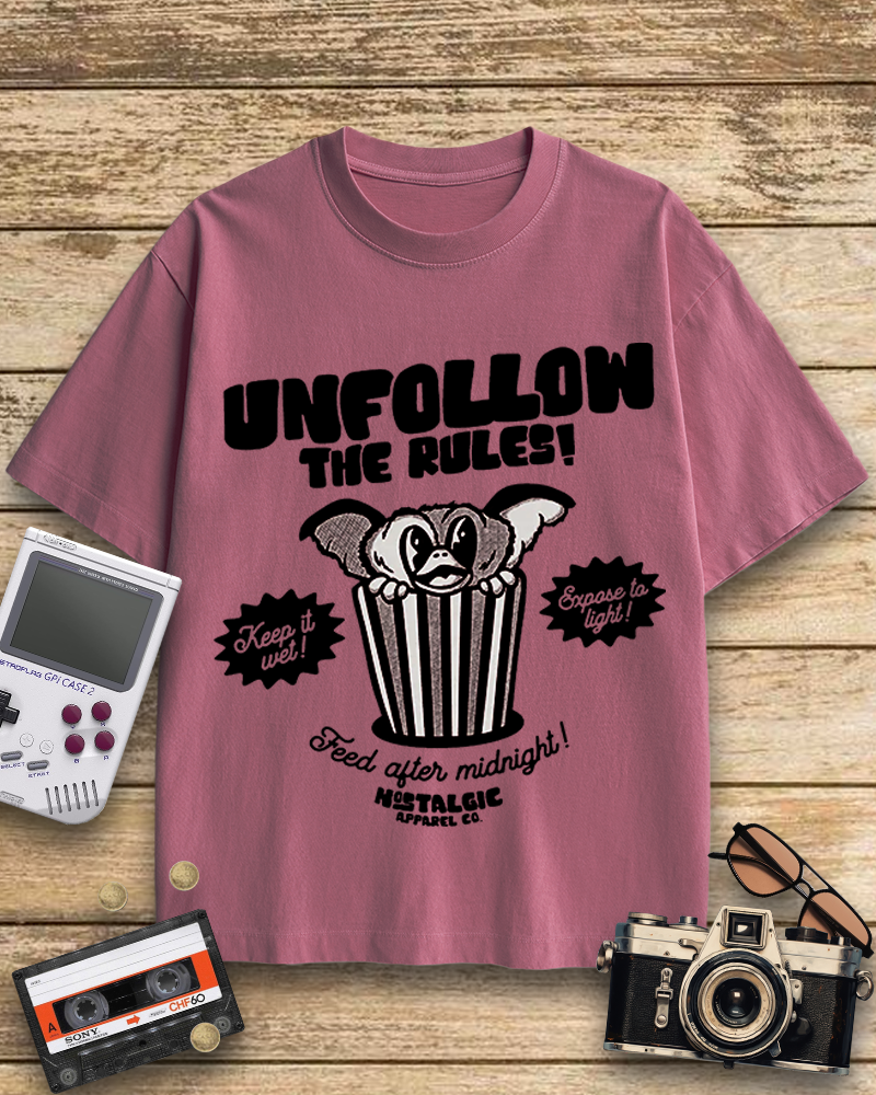 TheRetroTee Unfollow the Rules 1980s Cotton T-Shirt