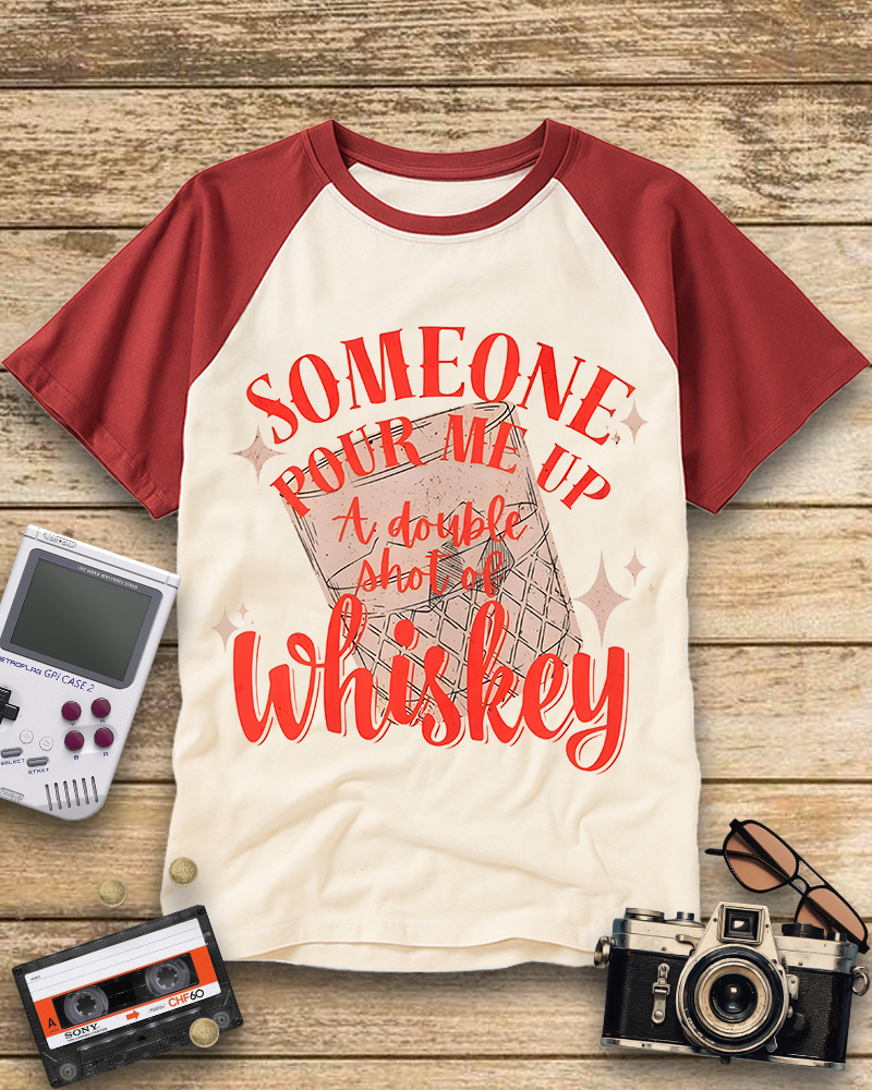 TheRetroTee Whiskey Raglan Baseball T-Shirt