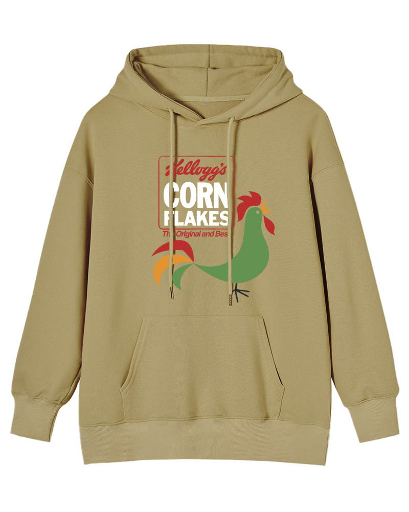 TheRetroTee Kellogg's Corn Flakes Cereal Rooster 1960s Cotton Hoodie