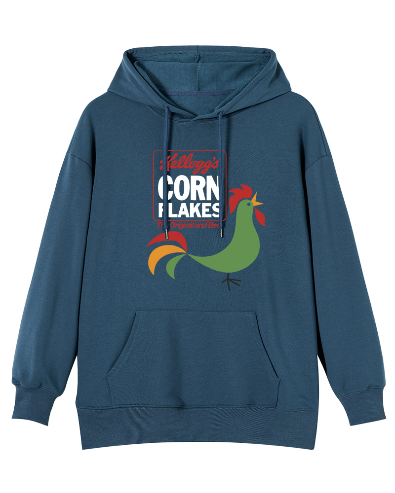 TheRetroTee Kellogg's Corn Flakes Cereal Rooster 1960s Cotton Hoodie