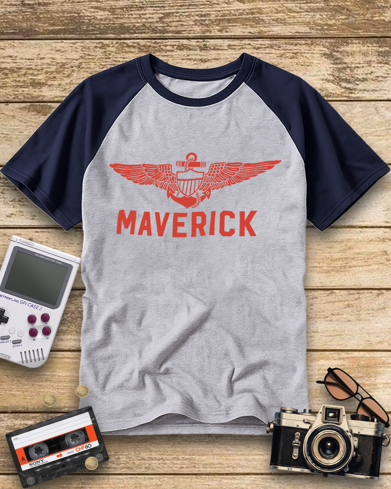 TheRetroTee Maverick. Pilot. Rebel. Legend 1980s Raglan Baseball T-Shirt