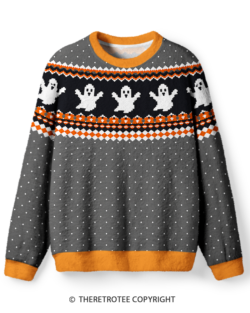 TheRetroTee Ghost Pixel Knit Sweater