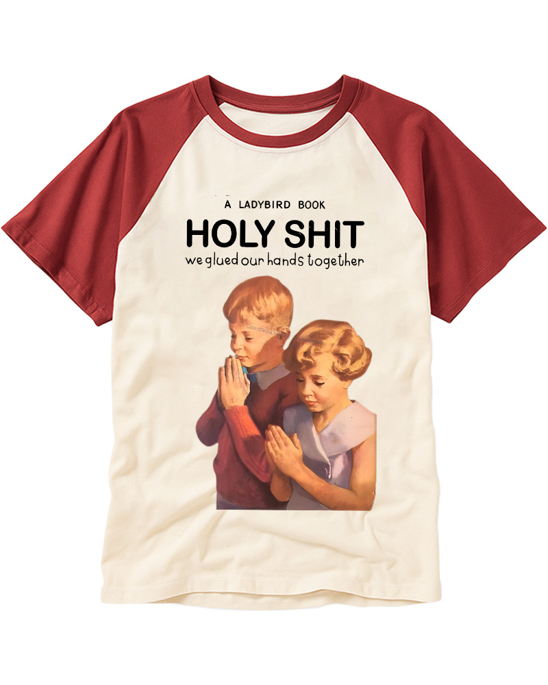 TheRetroTee A Ladybird Book Holy Shit 1950s Raglan Baseball T-Shirt