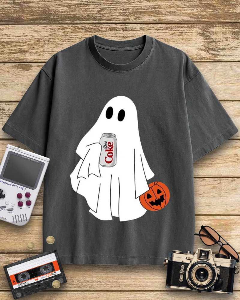 TheRetroTee Halloween Diet Coke Ghost 1980s Cotton T-Shirt