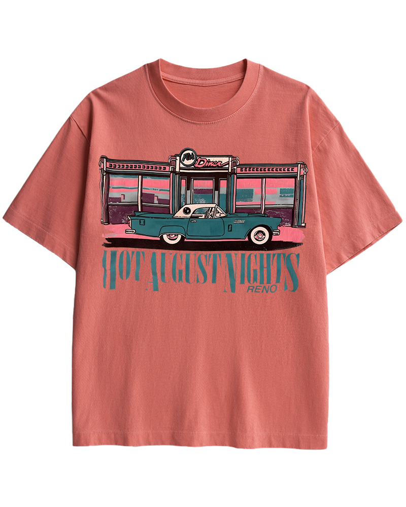 TheRetroTee Hot August Nights Reno Diner Vintage Cotton T-Shirt