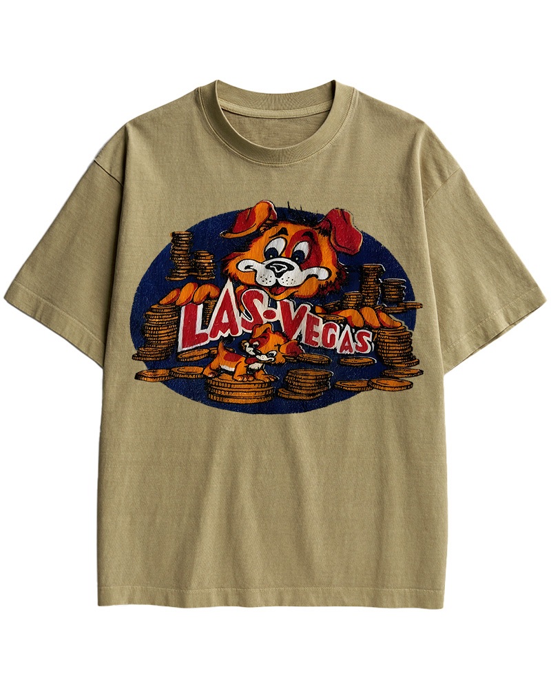 TheRetroTee Vintage 60s Las Vegas Dog Cotton T-Shirt