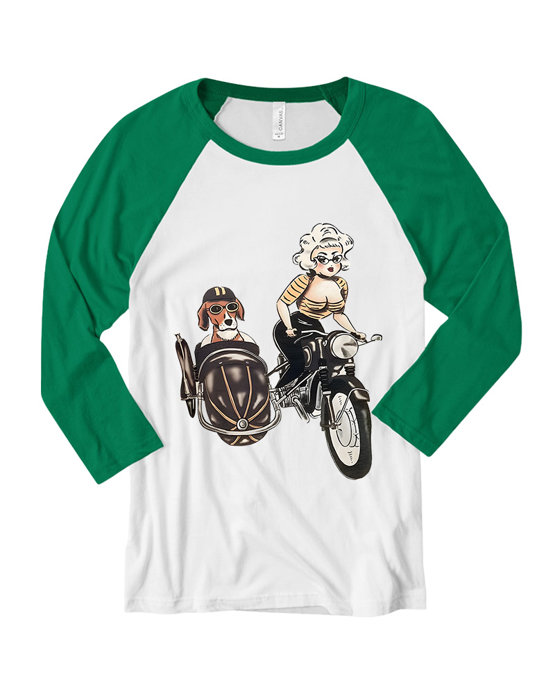 TheRetroTee On The Road Fitted 1950s Long Sleeve Raglan T-Shirt