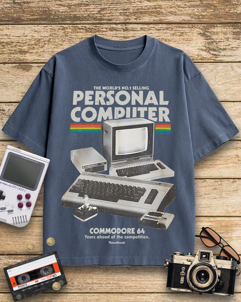 TheRetroTee Commodore 64 1980s Cotton T-Shirt