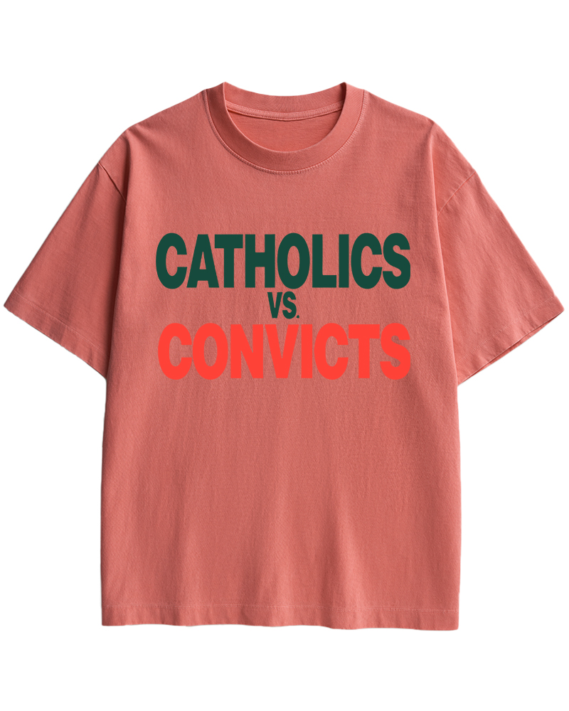 TheRetroTee Catholics vs Convicts 1980s Cotton T-Shirt