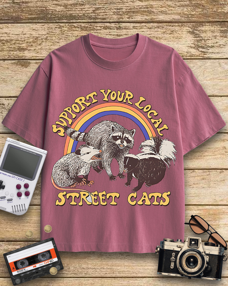TheRetroTee Street Cats 1970s Cotton T-Shirt