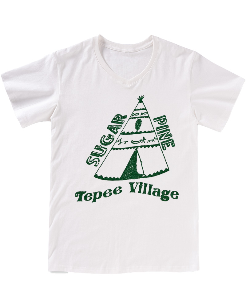 TheRetroTee 70s Sugar Pine Tepee V-neck T-Shirt