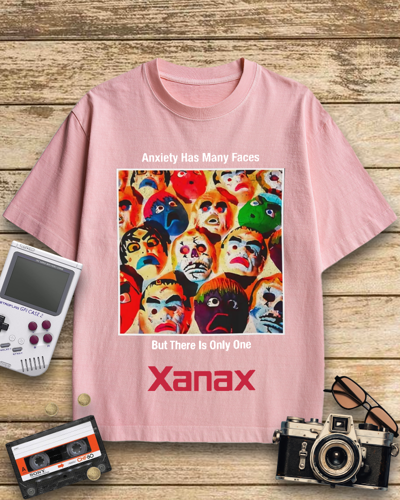 TheRetroTee Anxiety Has Many Faces Xanax 90's Vintage T-Shirt