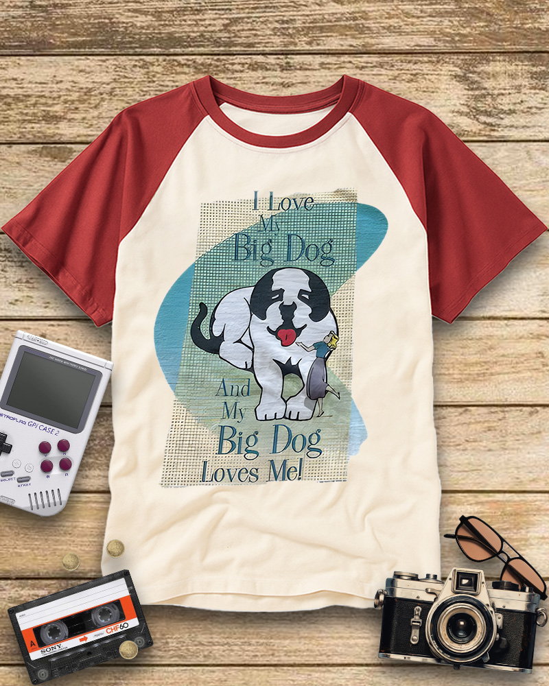 TheRetroTee Vintage Big Dogs Raglan Baseball T-Shirt