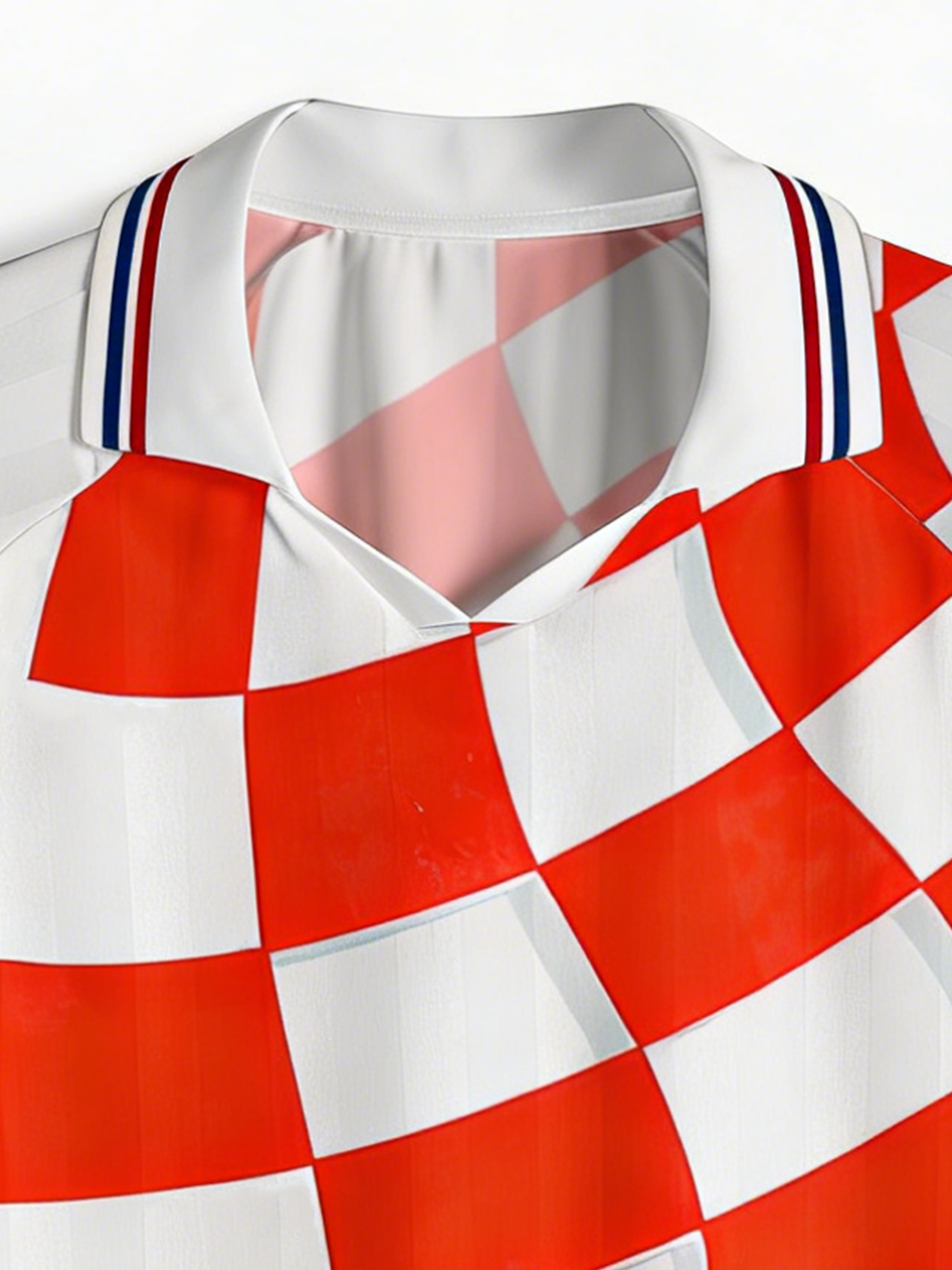 TheRetroTee Red White Checkered 1998 Polo Mesh Jersey