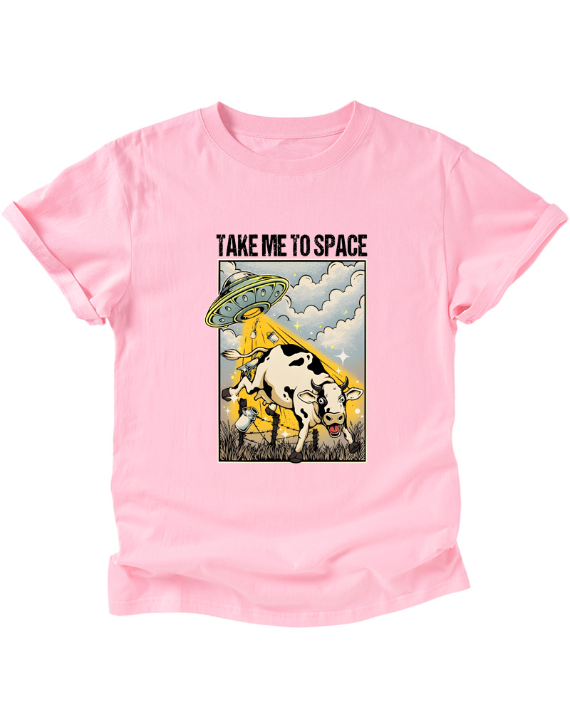 TheRetroTee Take Me To Space Cow Abduction 1950s Kids T-Shirt
