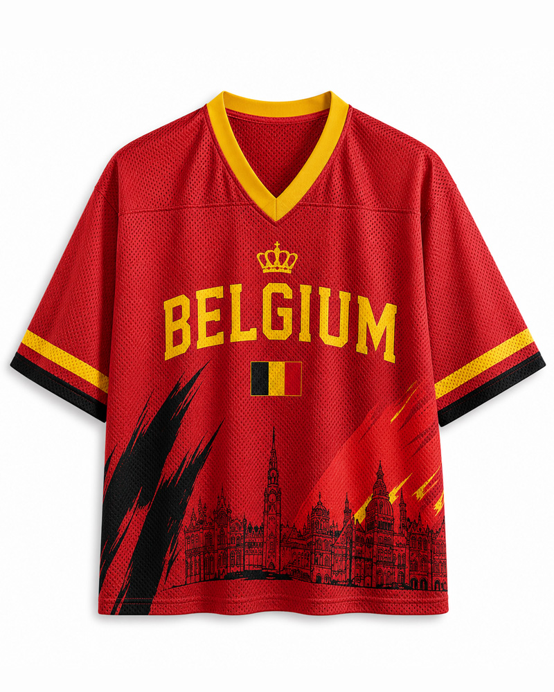 TheRetroTee Personalized Belgium Soccer  Mesh Jersey
