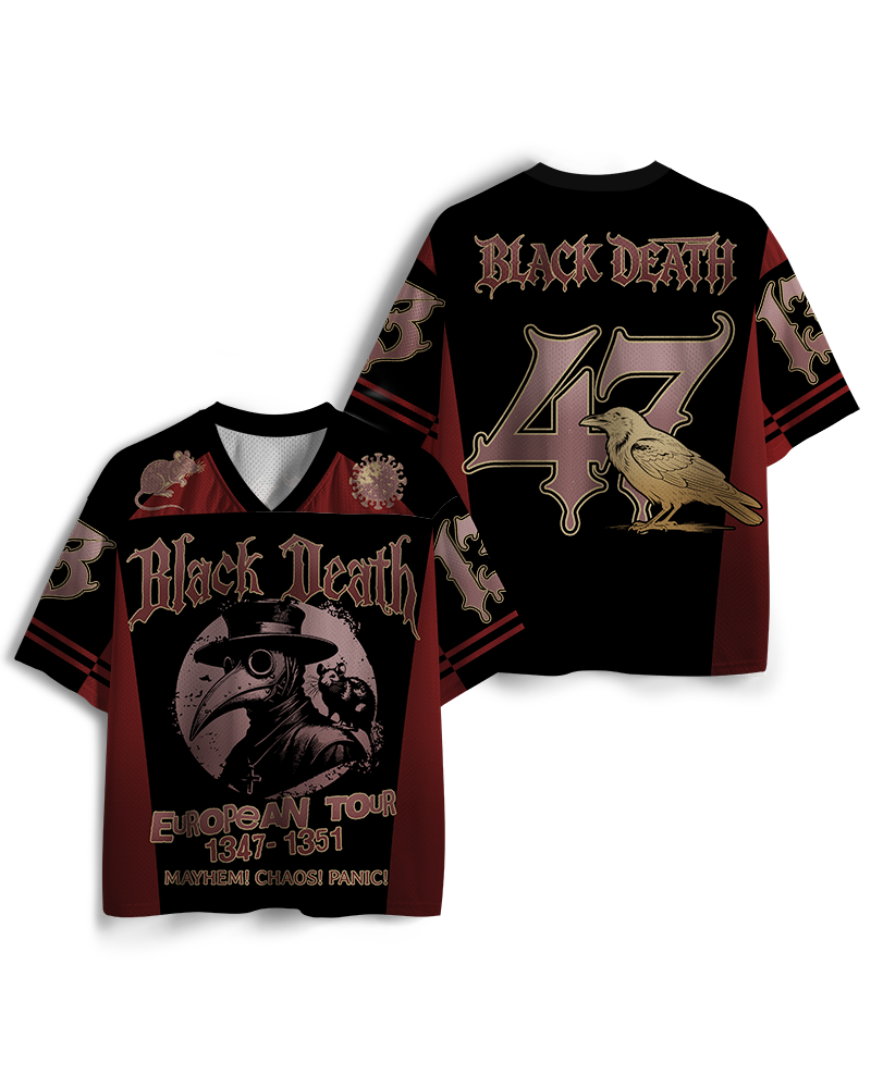 TheRetroTee Black Death European Tour 1970s Mesh Jersey