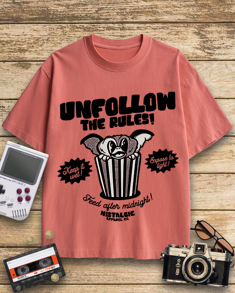 TheRetroTee Unfollow the Rules 1980s Cotton T-Shirt