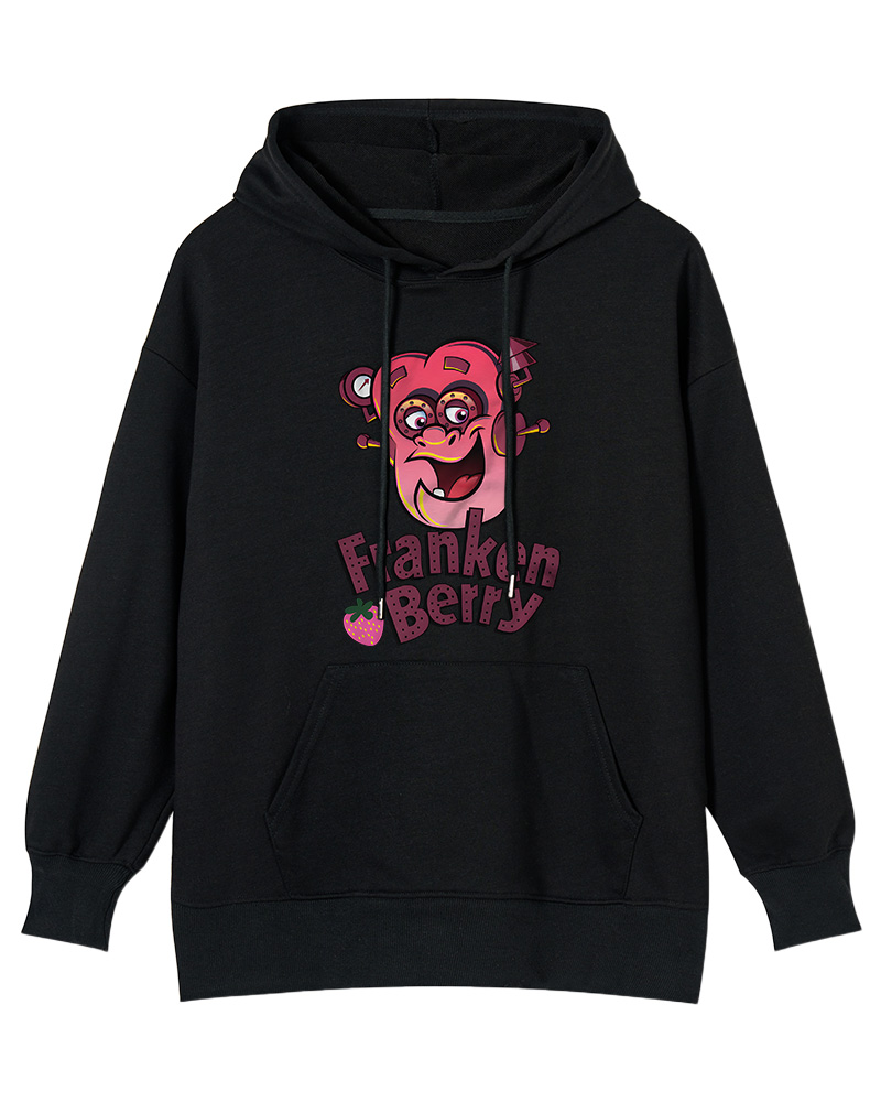 TheRetroTee Strawberry Cereal Monster 1970s Nostalgic Hoodie