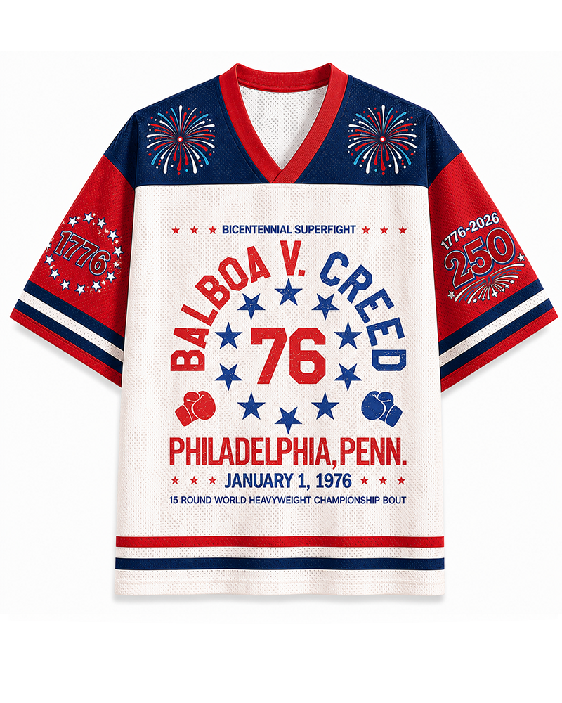 TheRetroTee American Dream 1970s Vintage 4th of July Mesh Jersey