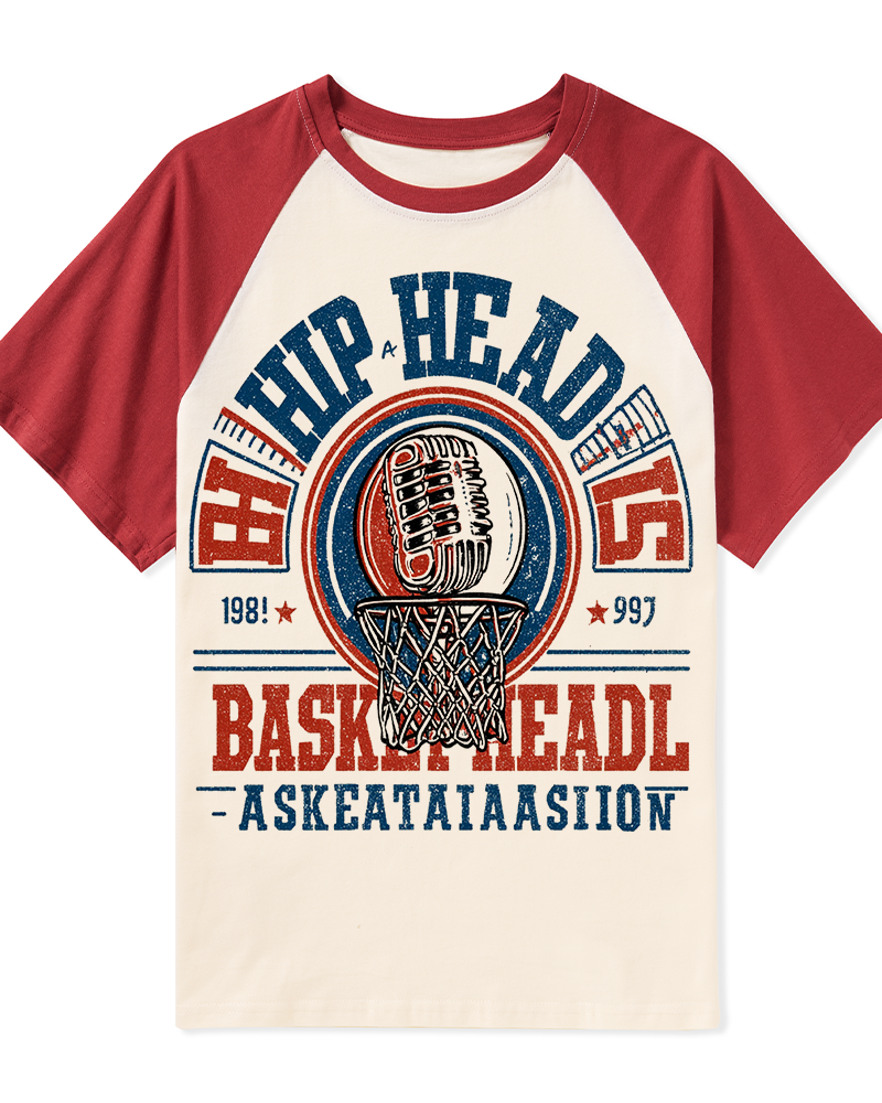 TheRetroTee 1980s Hip Head Retro Street Basketball Graphic T-Shirt