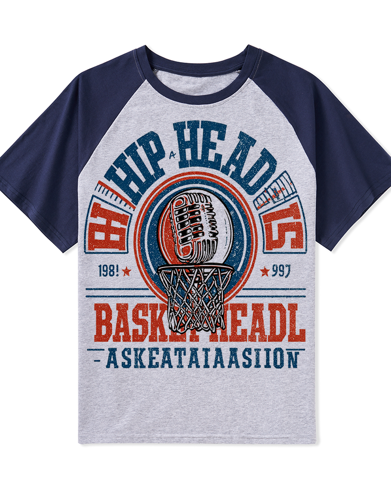 TheRetroTee 1980s Hip Head Retro Street Basketball Graphic T-Shirt