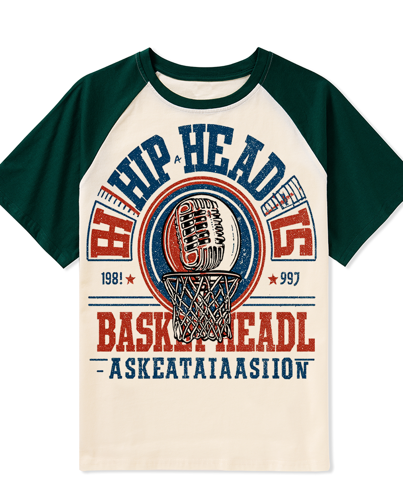 TheRetroTee 1980s Hip Head Retro Street Basketball Graphic T-Shirt