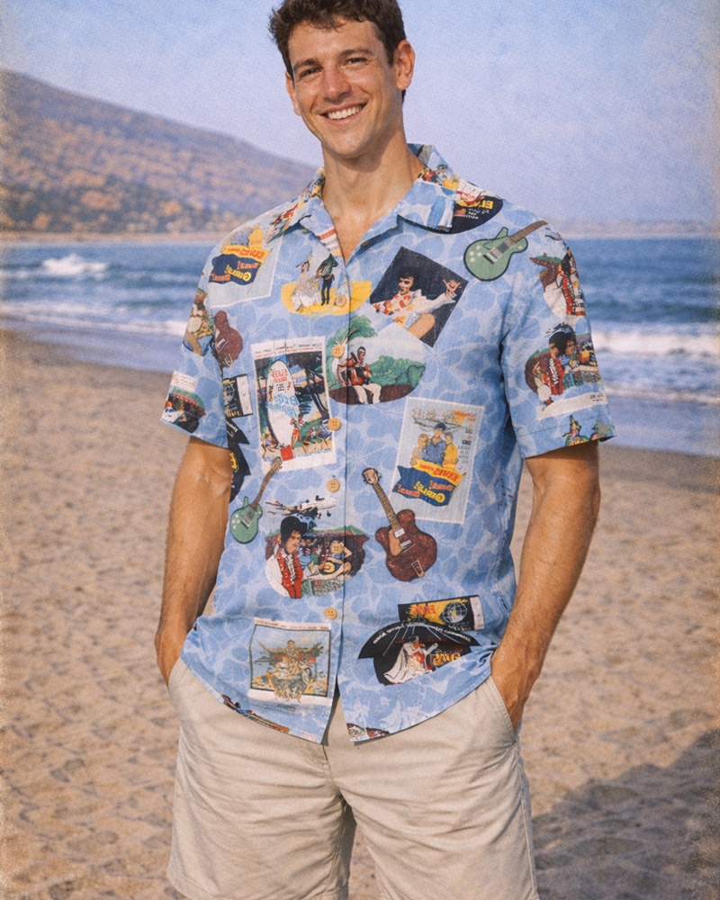 TheRetroTee  Elvis in Hawaii Pullover Hawaiian Shirt