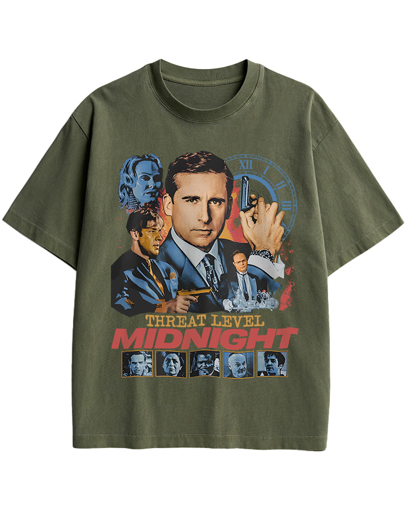 TheRetroTee Threat Level Midnight 2000s Cotton T-Shirt