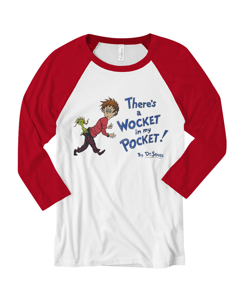 TheRetroTee Wocket Cover Distressed Long Sleeve Raglan T-Shirt