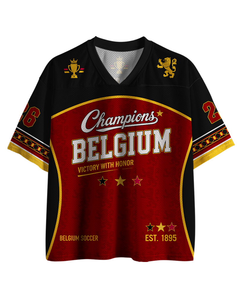 TheRetroTee Belgium Champion Custom Name Mesh Jersey