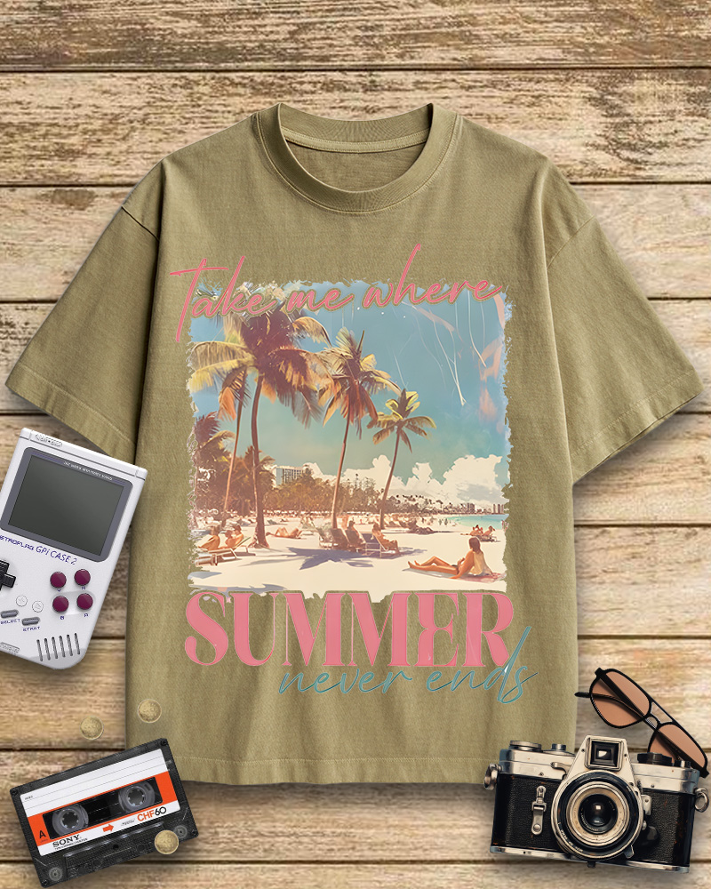 TheRetroTee Take Me Where Summer Never Ends Cotton T-Shirt