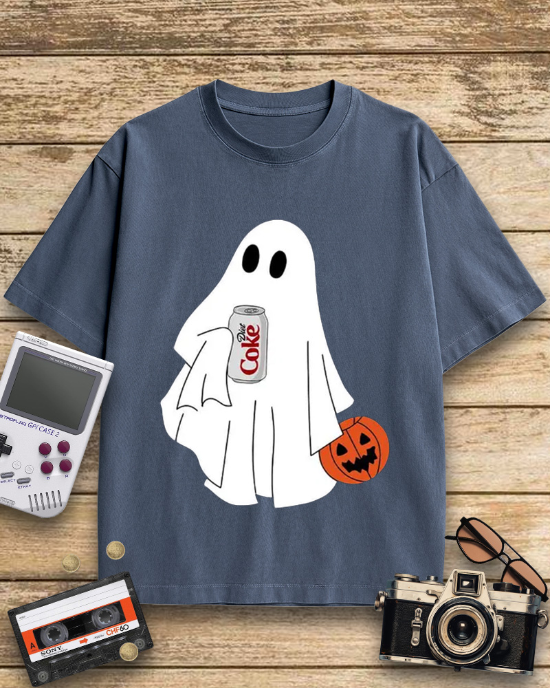 TheRetroTee Halloween Diet Coke Ghost 1980s Cotton T-Shirt