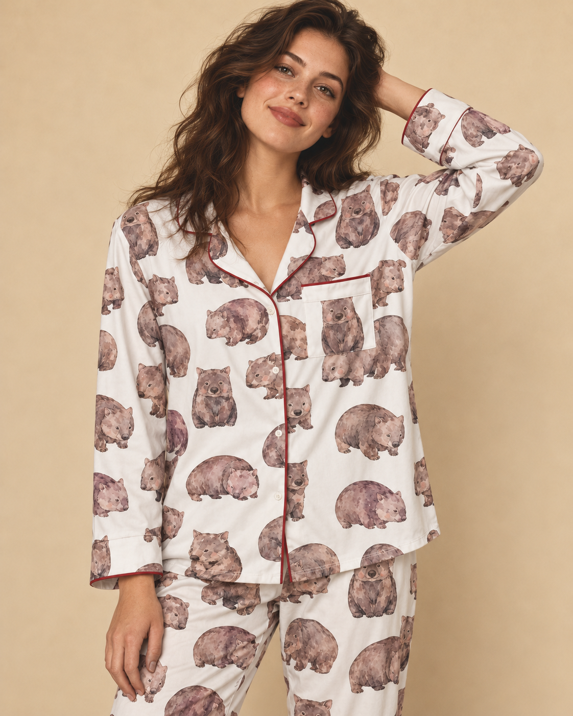TheRetroTee Wombat Blush Vintage Pajama Set