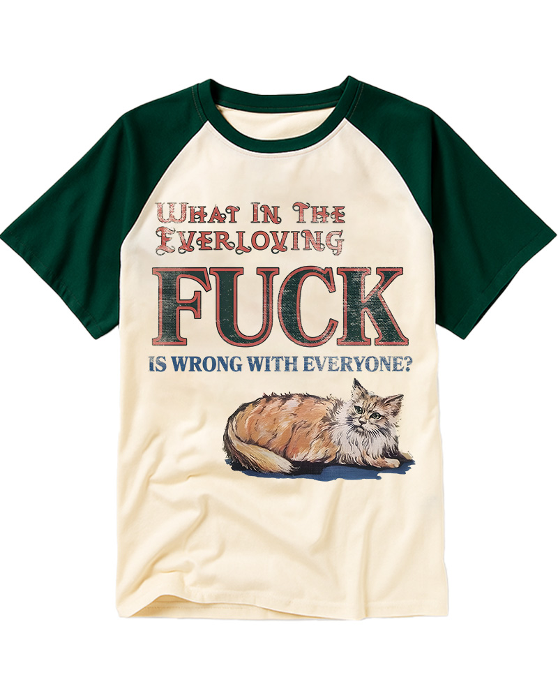 TheRetroTee What in the Everloving Fuck Is Wrong with Everyone 1970s Raglan Baseball T-Shirt