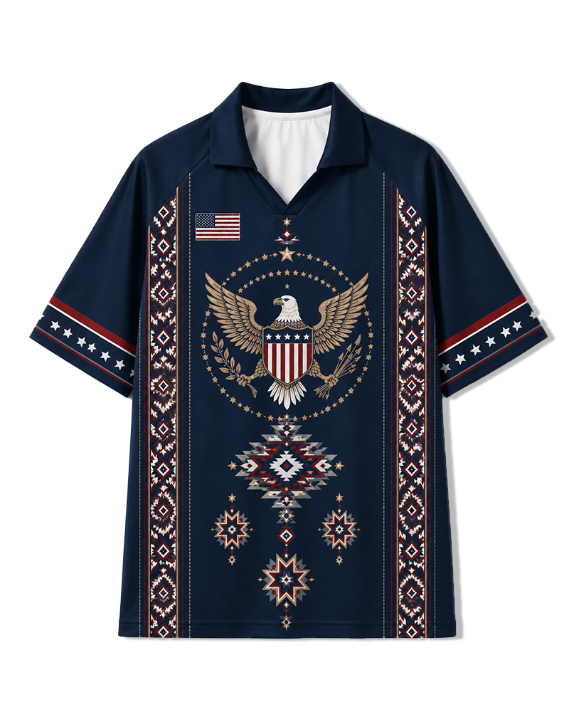 TheRetroTee United States Heritage Eagle Rise Collar Soccer Jersey