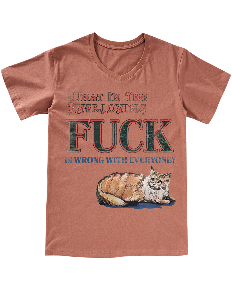 TheRetroTee What in the Everloving Fuck Is Wrong with Everyone 1970s V-neck T-Shirt