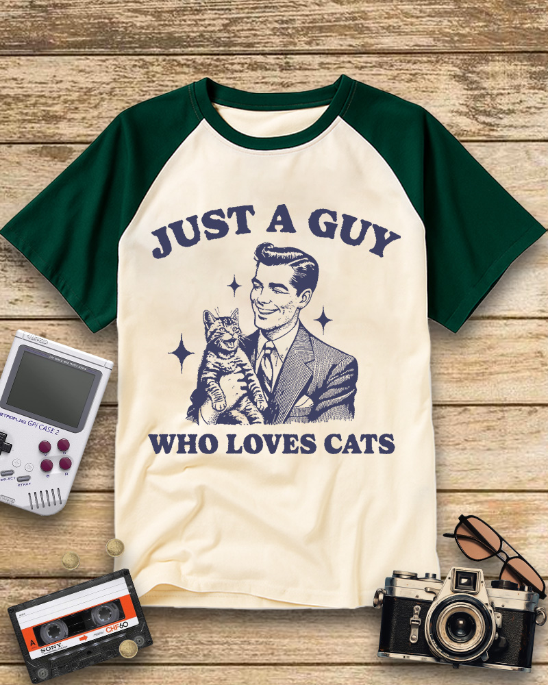 TheRetroTee Cat Lover 1960s Raglan Baseball T-Shirt