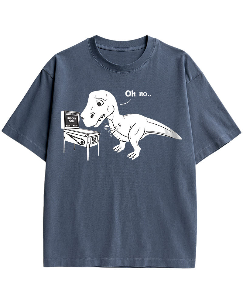 TheRetroTee Dinosaur Pinbal 1970s Cotton T-Shirt