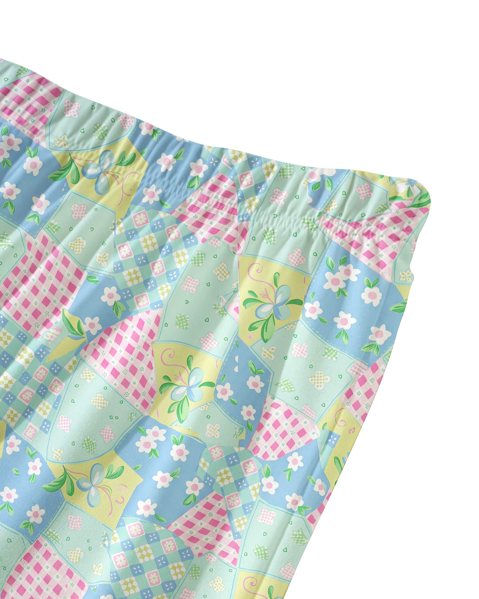 TheRetroTee Pastel Quilt Patchwork Vintage Pajama Set