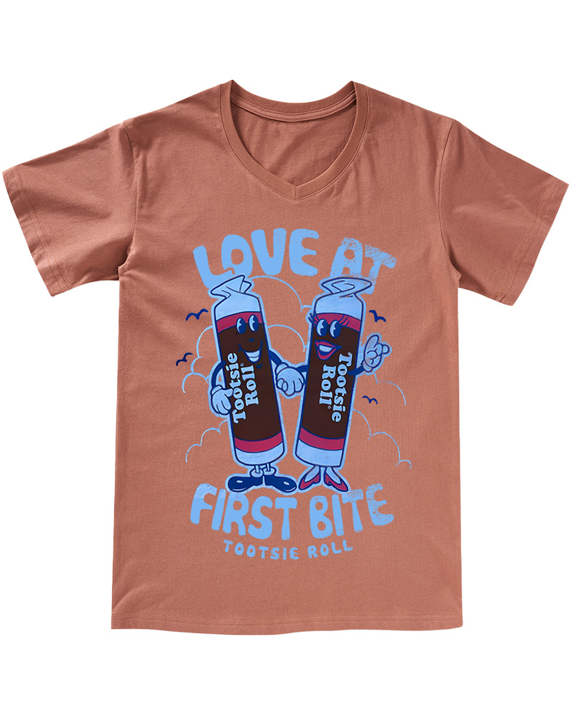 TheRetroTee Tootsie Roll - Love At First Bite Juniors 1960s V-neck T-Shirt