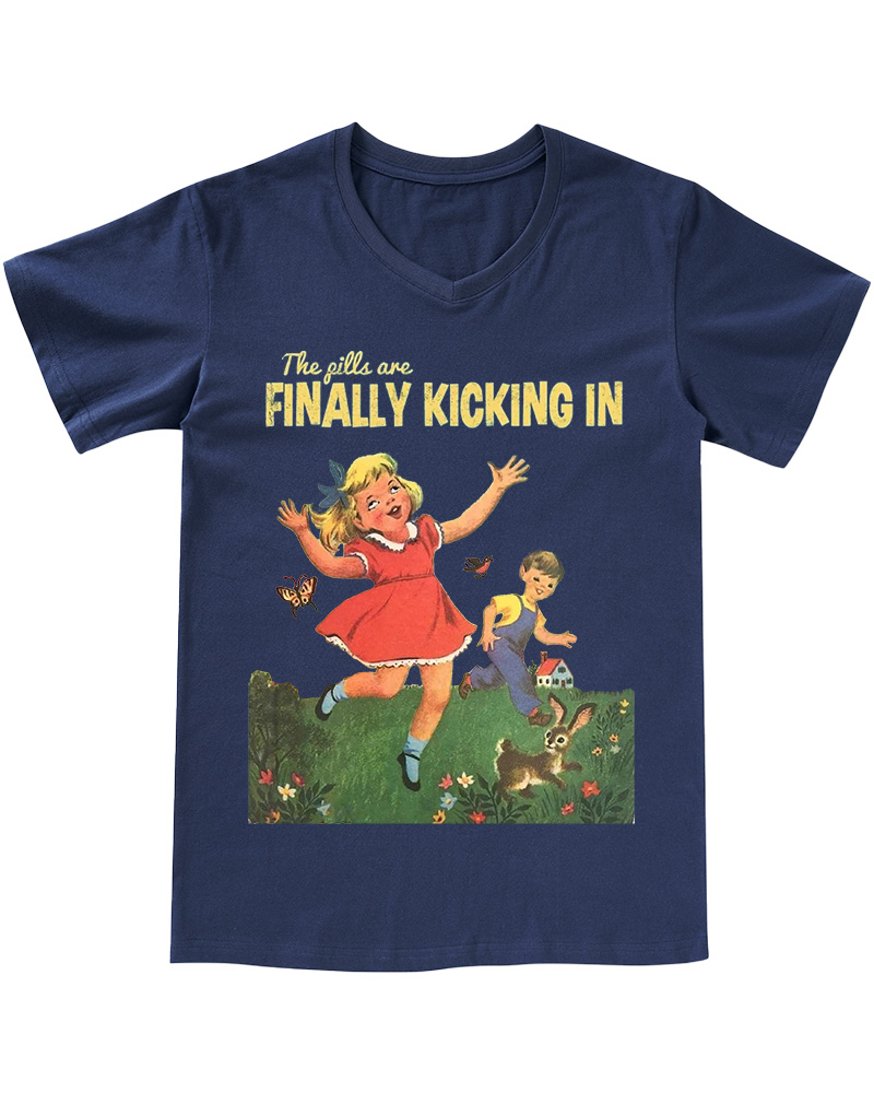 TheRetroTee The Pills Are Finally Kicking In 1950s V-neck T-Shirt