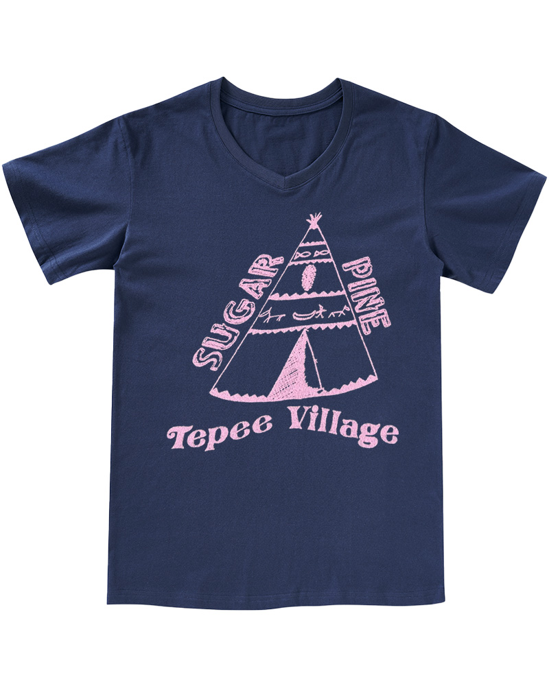 TheRetroTee 70s Sugar Pine Tepee V-neck T-Shirt