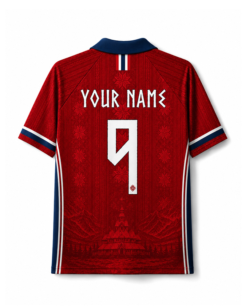 TheRetroTee Norway Nordic Mountain Heritage Collar Soccer Jersey