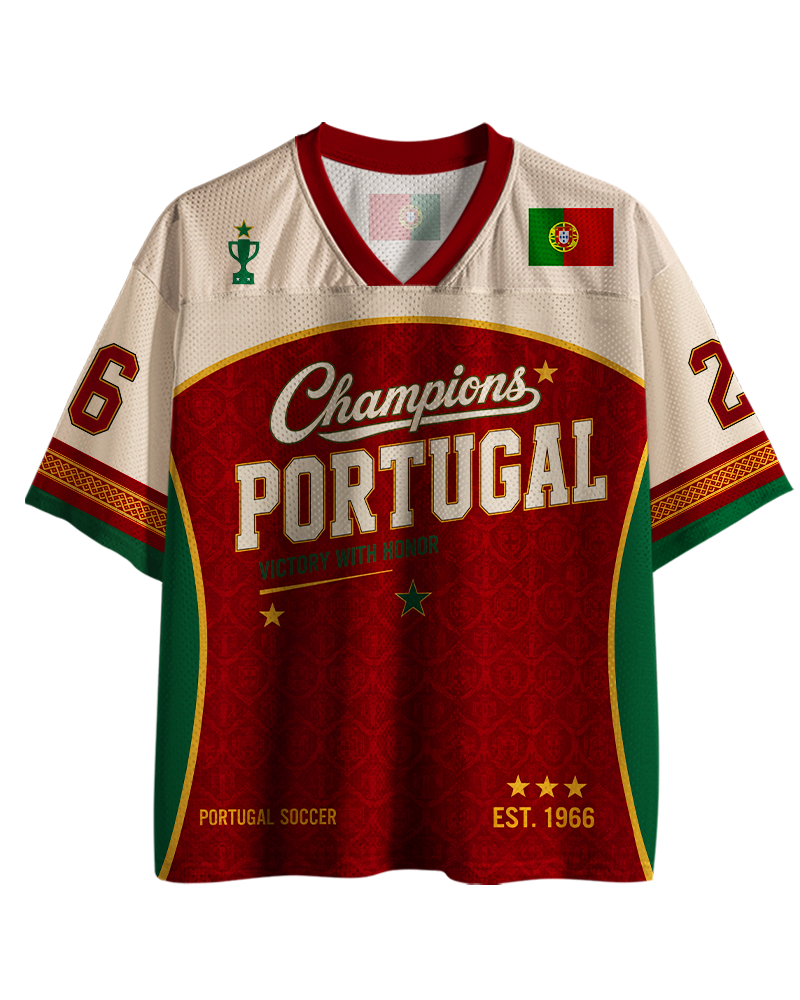TheRetroTee Portugal Football Champion Custom Name Mesh Jersey