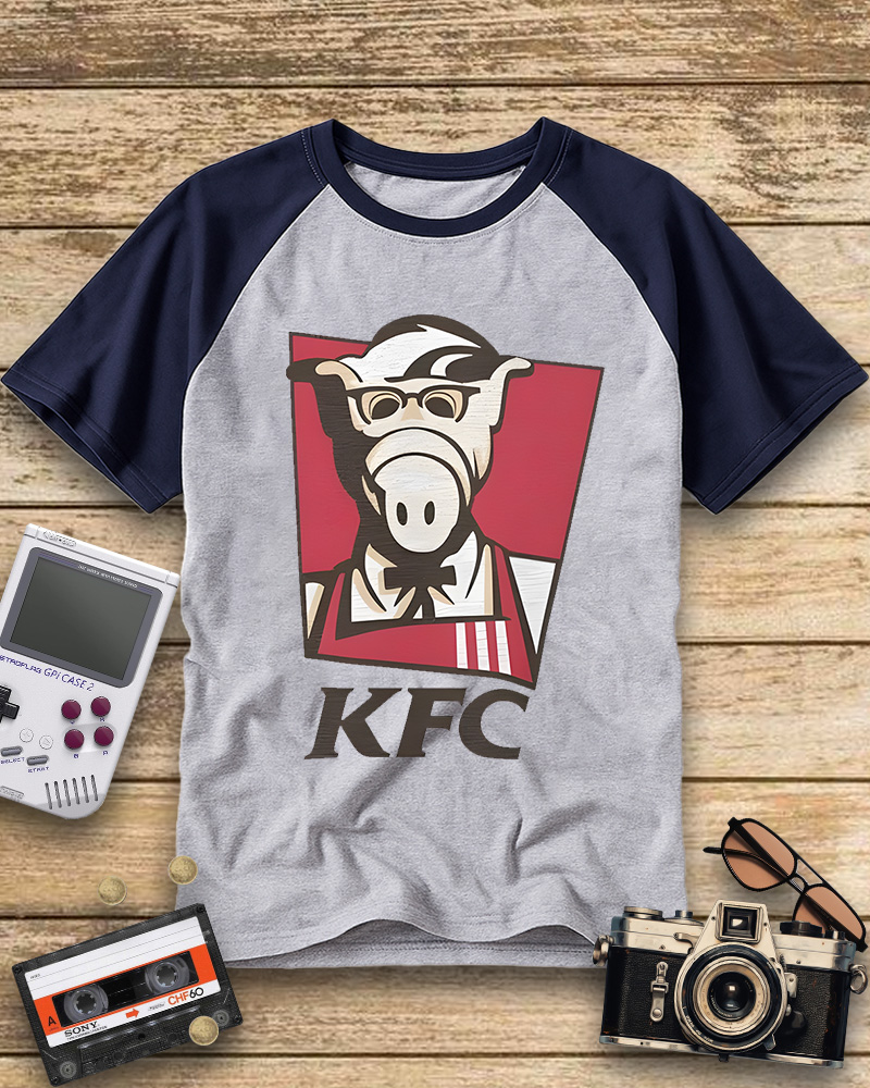TheRetroTee 80s Kentucky Fried Cats Raglan Baseball T-Shirt