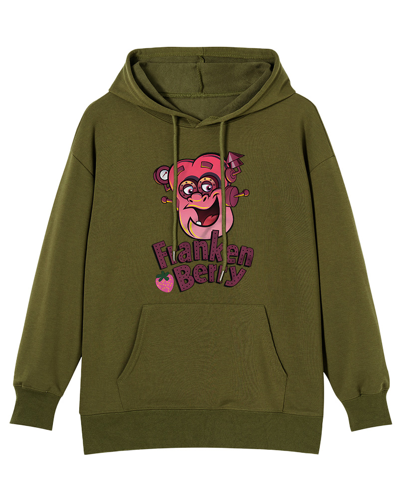 TheRetroTee Strawberry Cereal Monster 1970s Nostalgic Hoodie