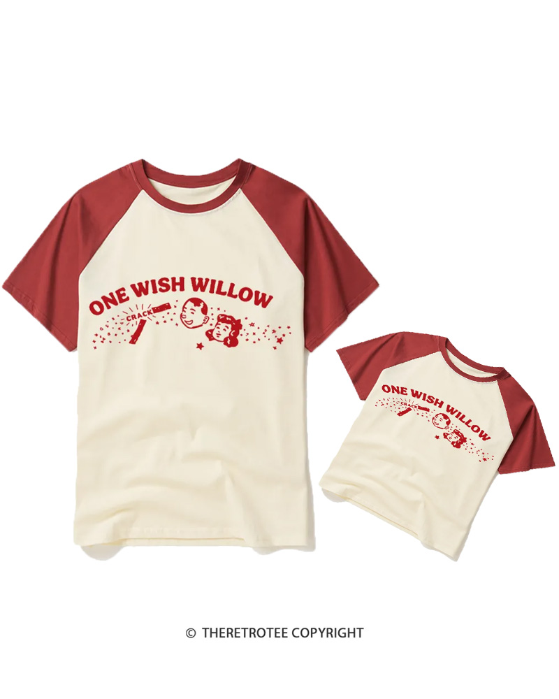 TheRetroTee One Wish Willow Vintage Halloween Raglan Baseball Family T-Shirt