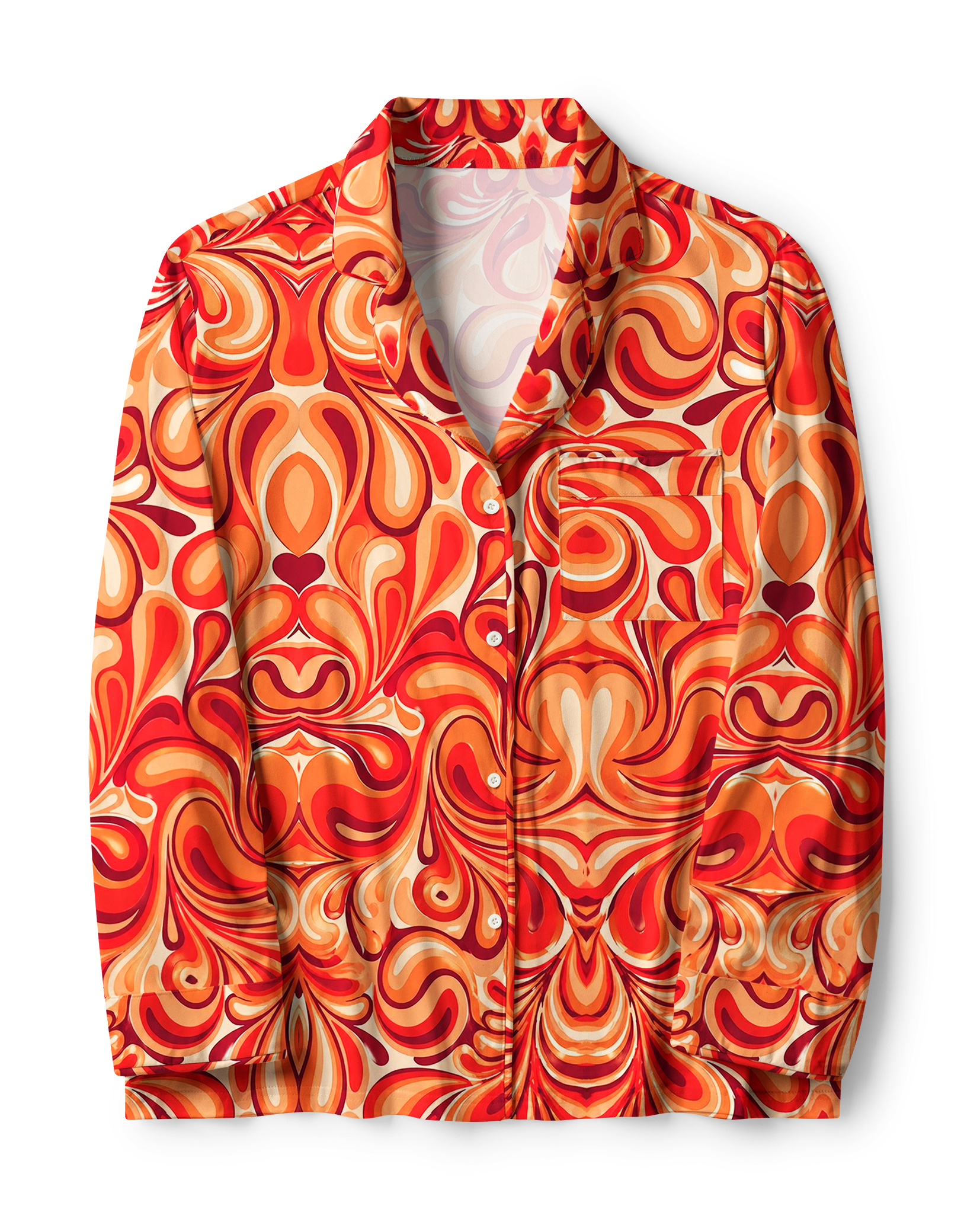 TheRetroTee 70s Psychedelic Swirl Heart Vintage Pajama Set
